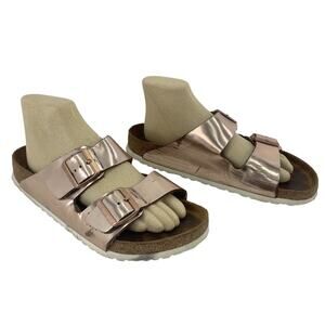 Birkenstock Arizona Copper Metallic Leather Slides Women’s Size 10 Preowned